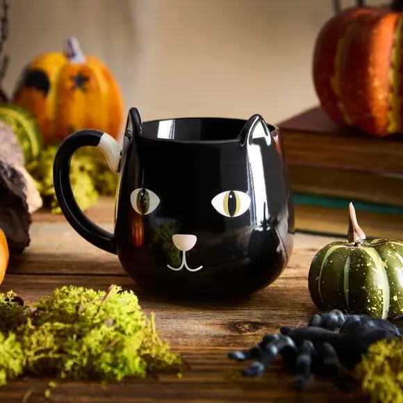 3D Cat Mug - Black, Stoneware image