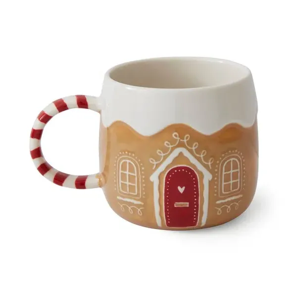 3D Gingerbread House Mug - Brown, Stoneware