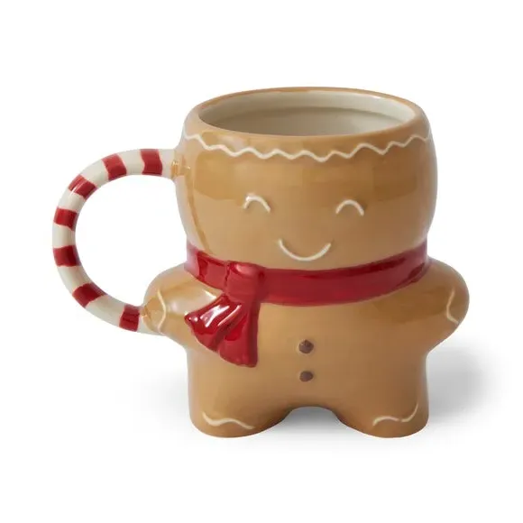 3D Gingerbread Mug - Brown, Stoneware