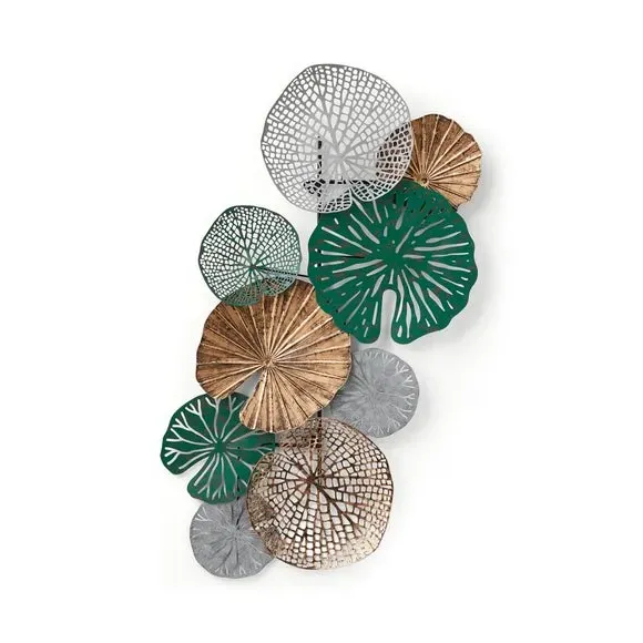3D Lotus Wall Art - Green, Metal