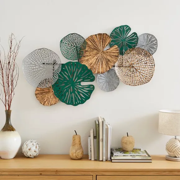 3D Lotus Wall Art - Green, Metal image