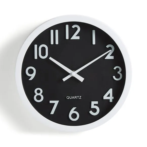 3D Numbers Wall Clock - Black, Recycled Plastic