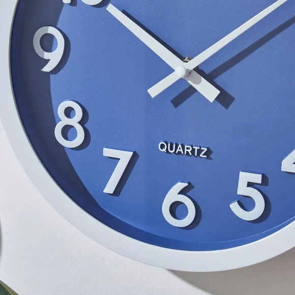 3D Numbers Wall Clock - Blue, Recycled Plastic