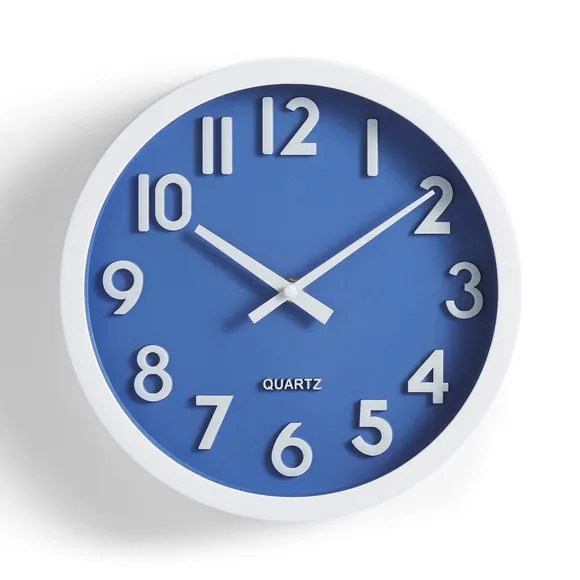 3D Numbers Wall Clock - Blue, Recycled Plastic