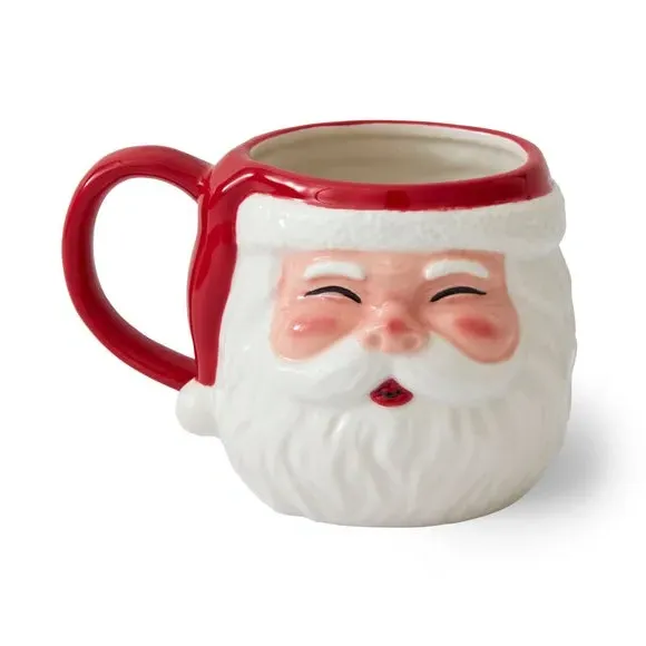 3D Santa Stoneware Mug - Red