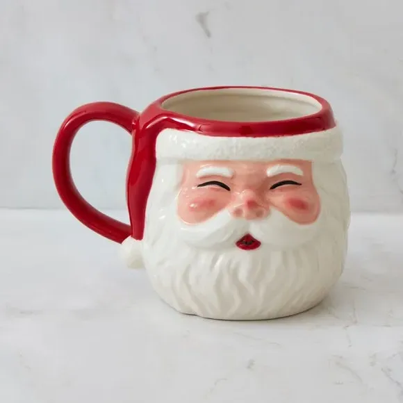 3D Santa Stoneware Mug - Red image