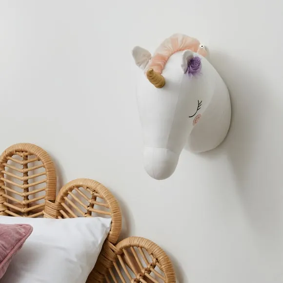3D Unicorn Wall Head Decor - White image