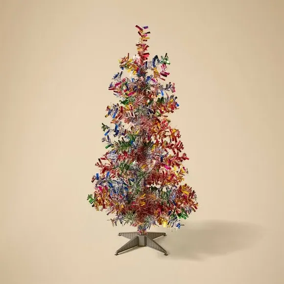 3ft Pre-lit Christmas Tree - Multicolor, Tinsel