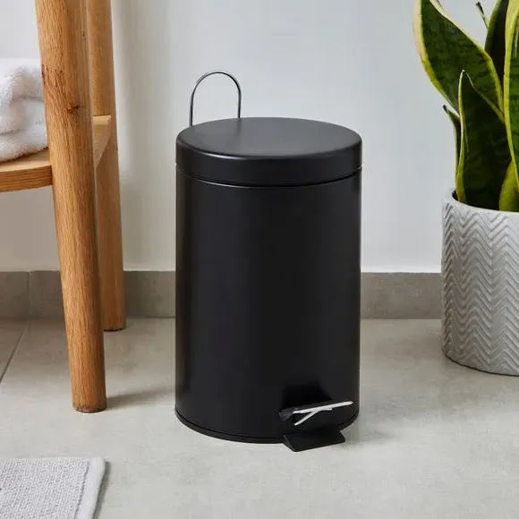 3L Pedal Bin with Inner Bucket - Black, Metal image