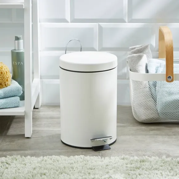 3L Pedal Bin with Inner Bucket - Cream, Metal