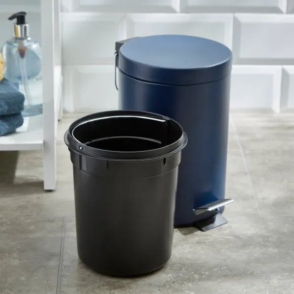 3L Pedal Bin with Inner Bucket - Navy, Metal