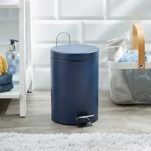 3L Pedal Bin with Inner Bucket - Navy, Metal