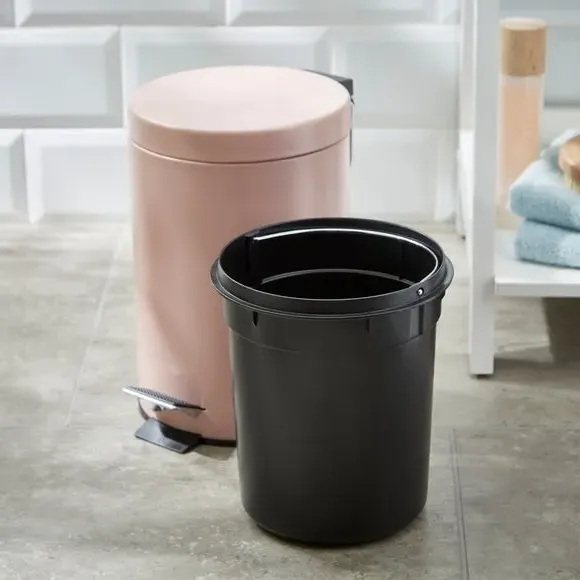 3L Pedal Bin with Inner Bucket - Pink, Metal