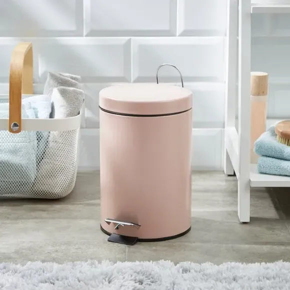 3L Pedal Bin with Inner Bucket - Pink, Metal
