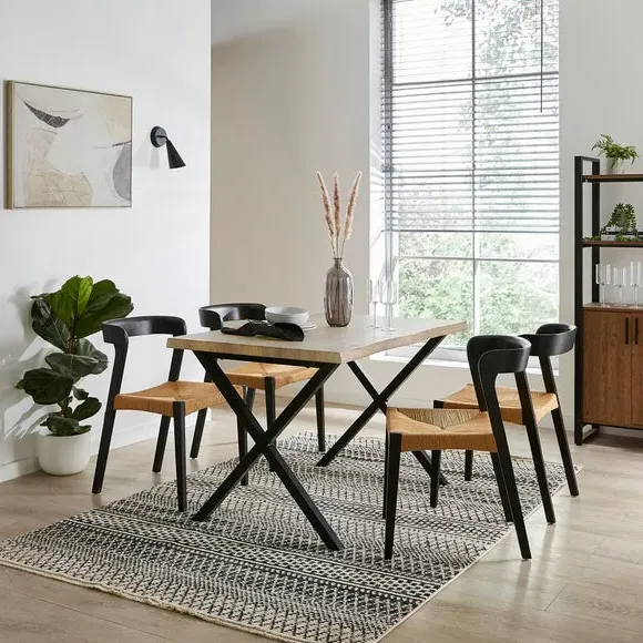 4-6 Seater Dining Set with Chairs - Black, Wood image