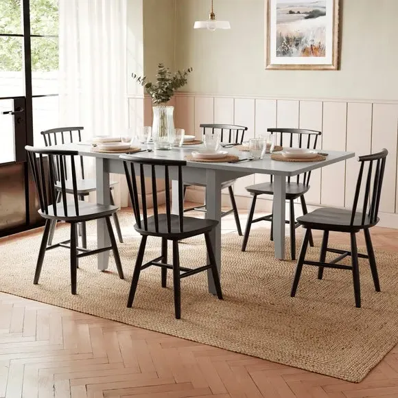 4-6 Seater Flip Top Dining Table - Grey, Wood