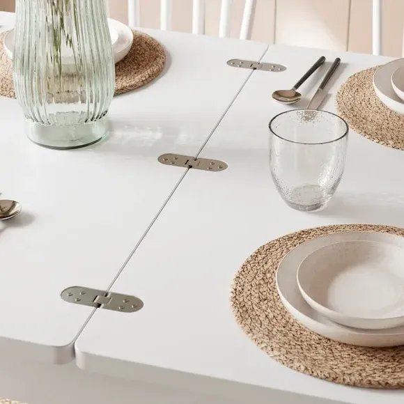 4-6 Seater Flip Top Dining Table - White, Wood