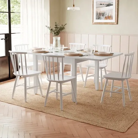 4-6 Seater Flip Top Dining Table - White, Wood