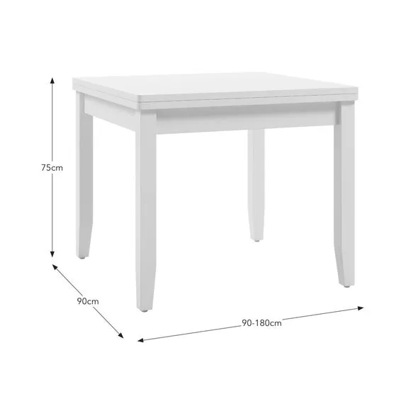 4-6 Seater Flip Top Dining Table - White, Wood