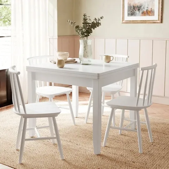 4-6 Seater Flip Top Dining Table - White, Wood