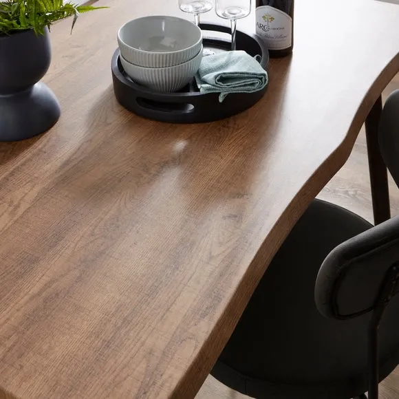 4-6 Seater Wave Edge Dining Table - Oak, Wood