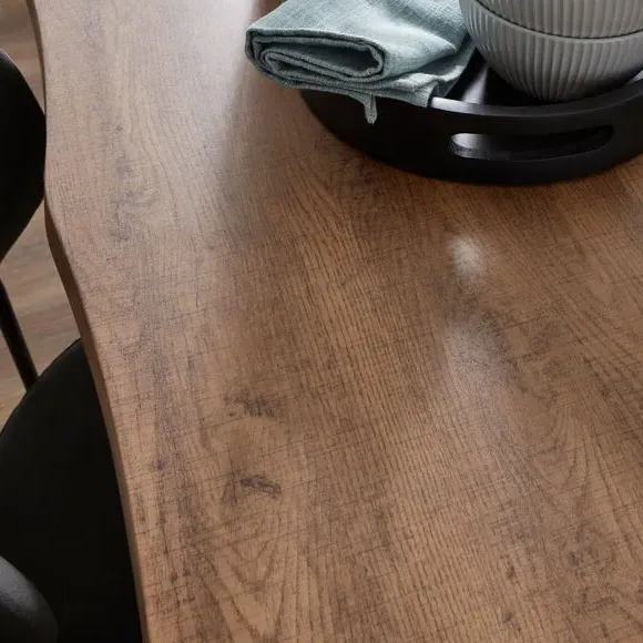 4-6 Seater Wave Edge Dining Table - Oak, Wood