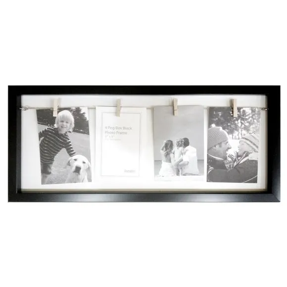 4-Aperture Photo Frame with Pegs - Black