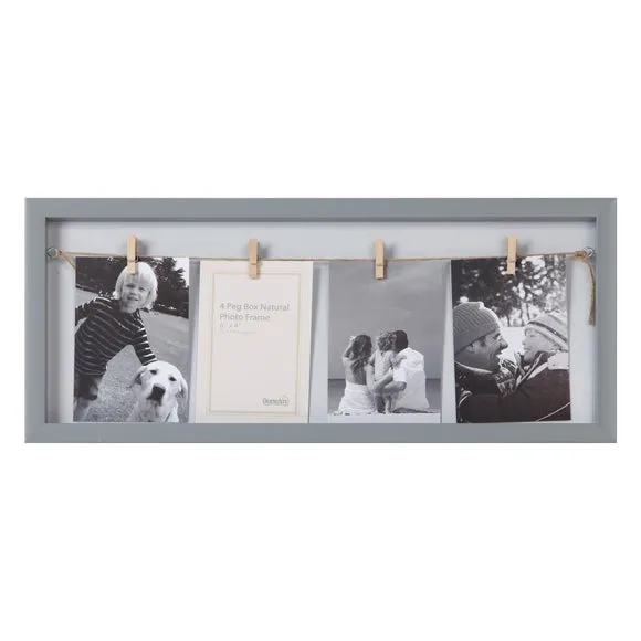 4-Aperture Photo Frame with Pegs - Grey image