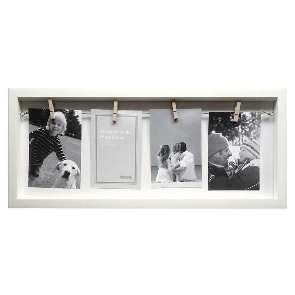 4-Aperture Photo Frame with Pegs - White
