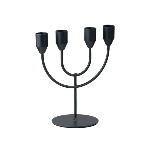 4-Arm Candlestick Holder - Black, Metal