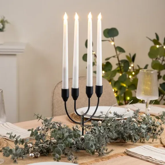 4-Arm Candlestick Holder - Black, Metal