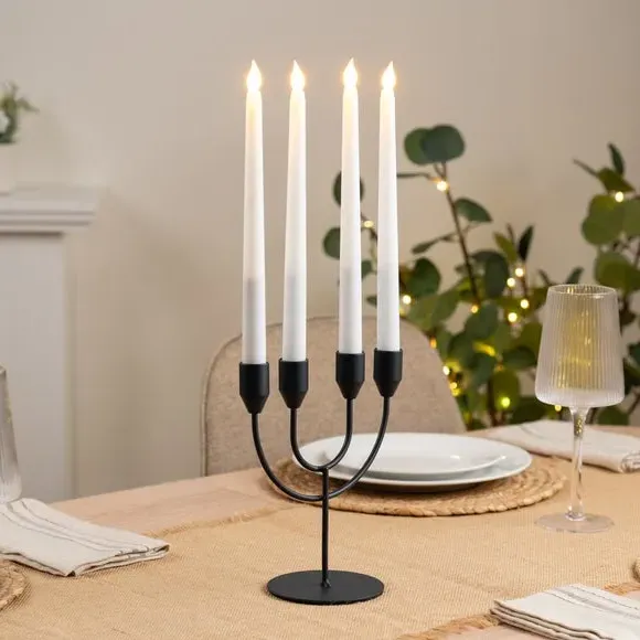 4-Arm Candlestick Holder - Black, Metal image