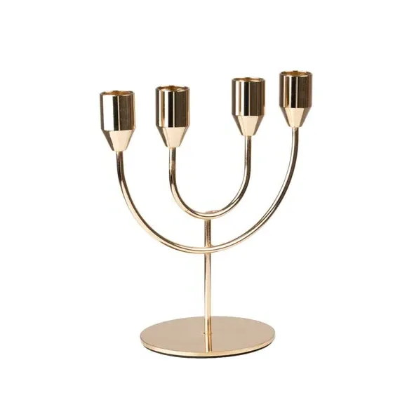 4-Arm Candlestick Holder - Gold, Metal