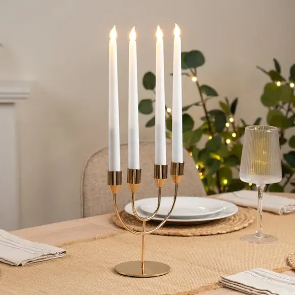 4-Arm Candlestick Holder - Gold, Metal