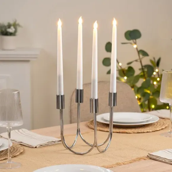 4-Arm Candlestick Holder - Silver