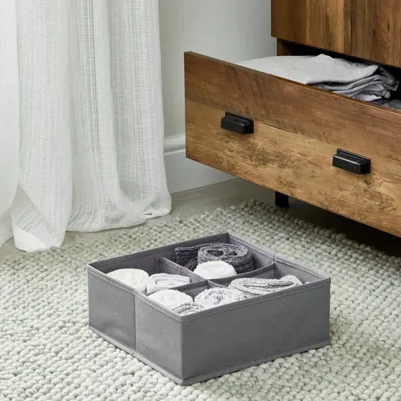 4-Compartment Drawer Organiser - Grey