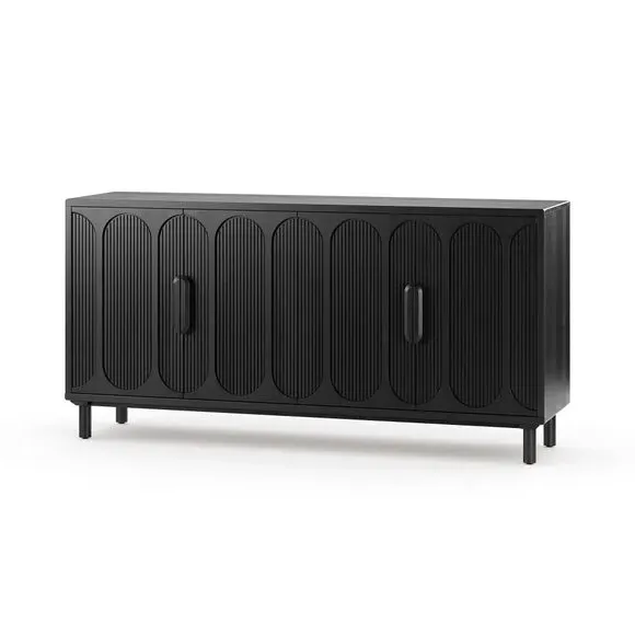 4 Door Large Sideboard - Black, Mango Wood