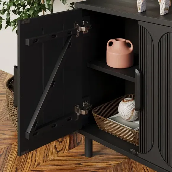 4 Door Large Sideboard - Black, Mango Wood