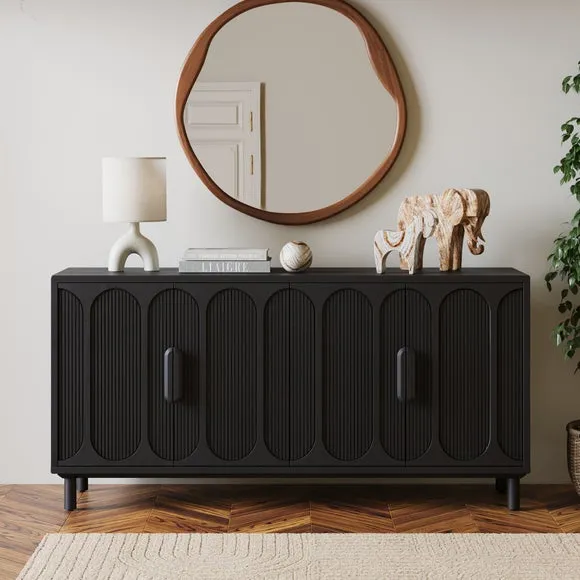 4 Door Large Sideboard - Black, Mango Wood image