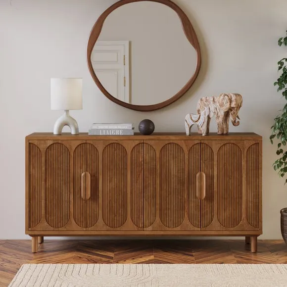 4 Door Large Sideboard - Midtone, Mango Wood