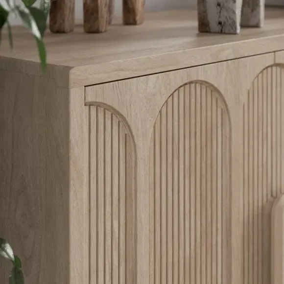 4 Door Large Sideboard - Whitewashed, Mango Wood