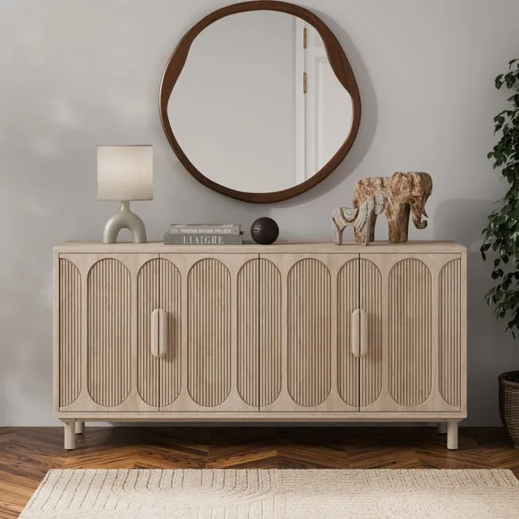 4 Door Large Sideboard - Whitewashed, Mango Wood