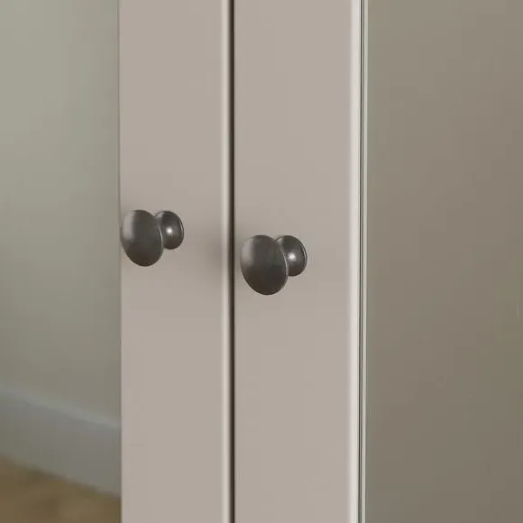 4-Door Mirrored Wardrobe with Drawers - Natural