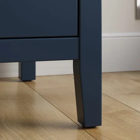 4-Door Mirrored Wardrobe with Drawers - Navy