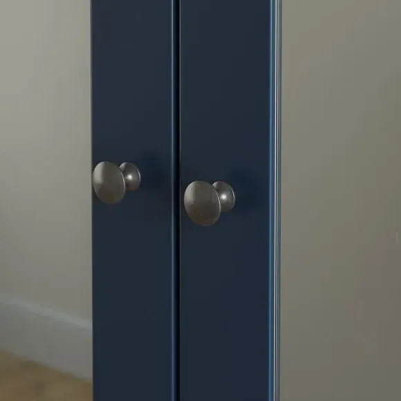 4-Door Mirrored Wardrobe with Drawers - Navy