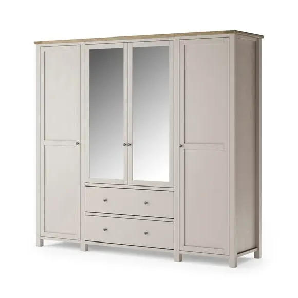 4-Door Wardrobe with Drawers - Stone