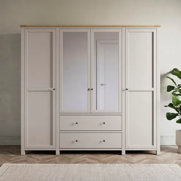 4-Door Wardrobe with Drawers - Stone image