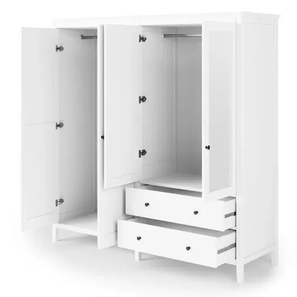 4-Door Wardrobe with Mirror - White