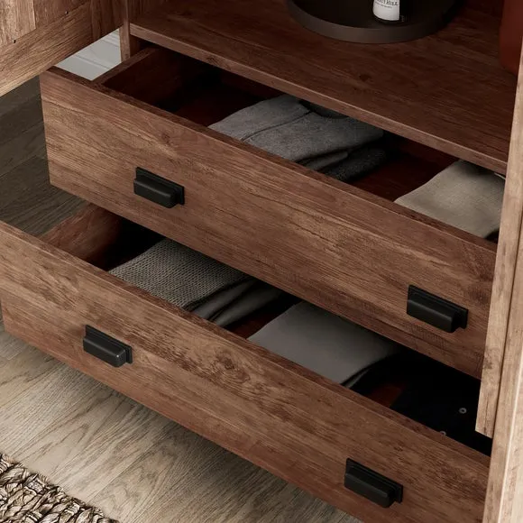 4-Door Wardrobe with Mirrors - Pine
