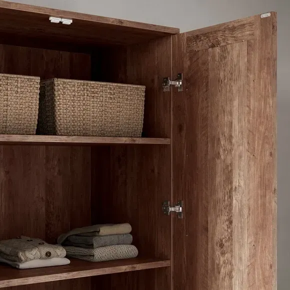 4-Door Wardrobe with Mirrors - Pine